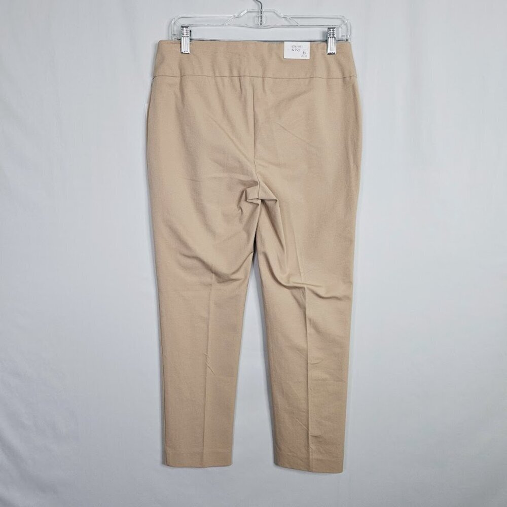 NWT CROWN & IVY Pull On Pants size 6 Short TAN Essential Signature Classic Chic - Picture 5 of 5